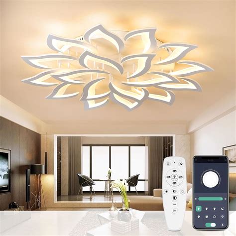 LED ceiling light dimmable, living room lamp with remote control color ...