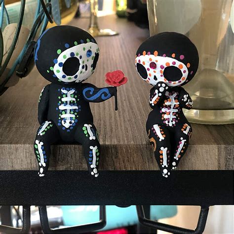 Mbvbn Sugar Skull Couple Statue Sugar Skull Figurine Resin Crafts