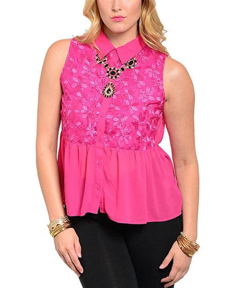 Look At This Magenta Embroidered Button Up Peplum Top Plus On Zulily