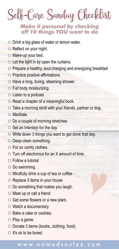 easy recharging  care sunday routine checklist