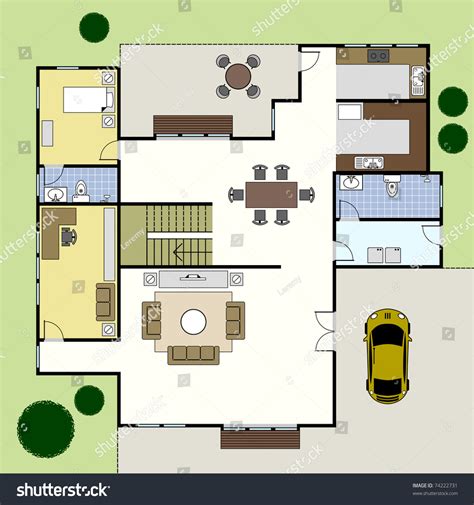 Ground Floor Plan Floorplan House Home Stock Illustration 74222731