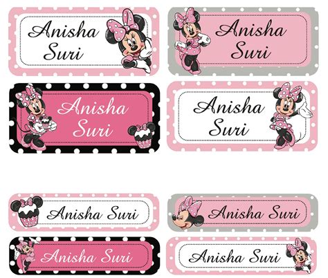 Rectangular Labels Minnie Mouse Thedesignfactoryshop
