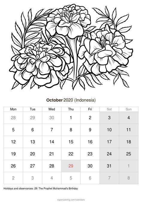 October 2020 Calendar Indonesia