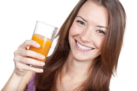Beautiful Brunette Woman Holding Glass Of Juice Stock Image Image Of Closeup Natural