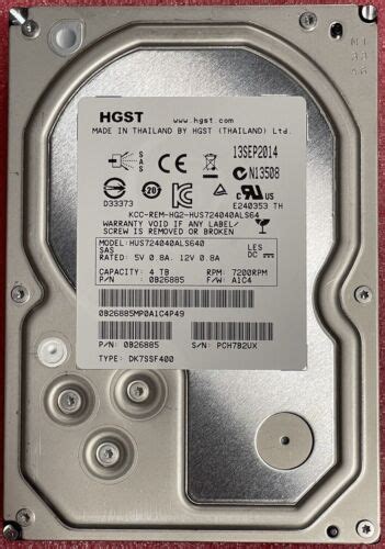 HGST 4TB SAS 7.2K 3.5" 6Gbps SAS Server Hard Drive HDD 0B26885 dell HP ...