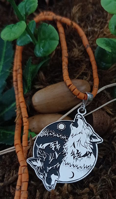 Viking Yin Yang Wolf Necklace Moon-sun Yin Yang Fenrir - Etsy