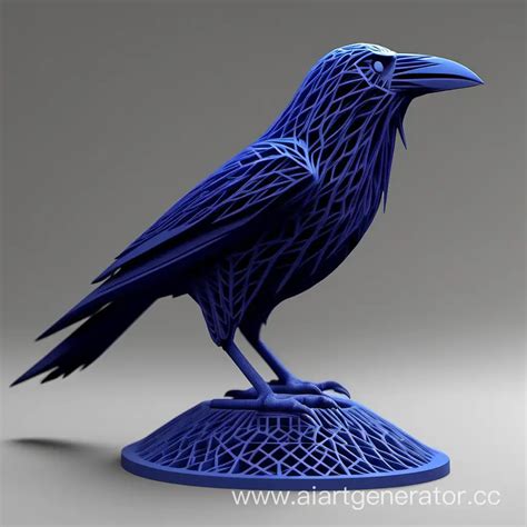 Intricate 3DPrinted Raven Sculpture | AI Art Generator