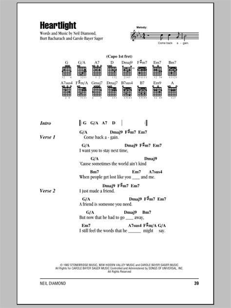 Heartlight By Neil Diamond Guitar Chords Lyrics Guitar Instructor