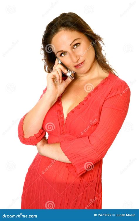 Beautiful Brunette On Phone Stock Photo Image Of Attractive Female 2473922