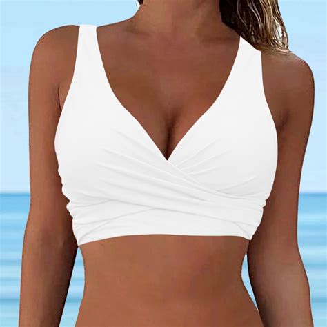 Boomilk Bikini Tops For Women Lace Up Swimwear Underwire Full Coverage Top Push Swim Crop Tie
