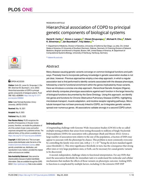 Pdf Hierarchical Association Of Copd To Principal Genetic Components
