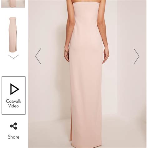 Stunning Nude Strapless Maxi Dress With Thigh High Depop
