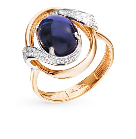 Золотое кольцо с сапфиром, сапфирами и бриллиантами БРИЛЛИАНТЫ ЯКУТИИ ...