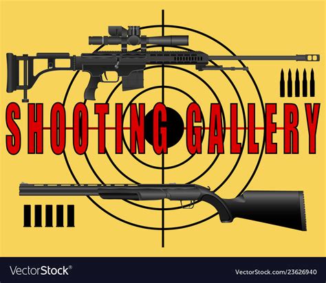 Poster Shooting Range Sniper Rifle And Target Vector Image