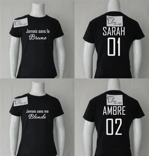 Duo Fille Jamais Sans La Brune Jamais Sans Ma Blonde Pr Nom Et Num Ro Au Dos Creersonstyle