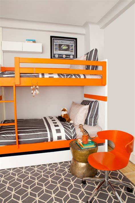 Modern Grey Bedroom with Built-in Bunk Beds