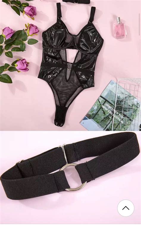 Latex Bodysuit Mesh Lingerie Set Leather Women S Fashion New Undergarments Loungewear On