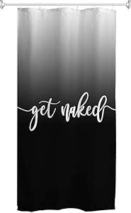 Eleroye Stall Get Naked Shower Curtain Black Grayish White To Black Funny Cute Art Fonts Words
