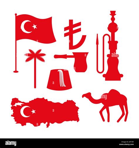 Turkey Symbol Set Turkish National Icon State Traditional Sign Map