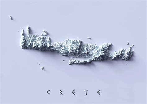 Crete, Greece Map Crete, Greece Relief Map Vintage Map of Crete, Greece