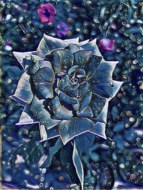 Painting of rose blue art Digital Art by NE Works - Pixels