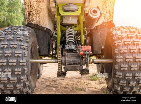 Rear View Of The Atv Standing On Sandy Ground Stock Photo Alamy