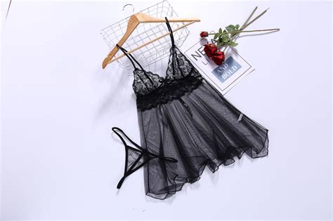 Sexy Lingerie Babydoll Thong Women Silk Lace Robe Dress Panties Nightdress Nightgown Sleepwear