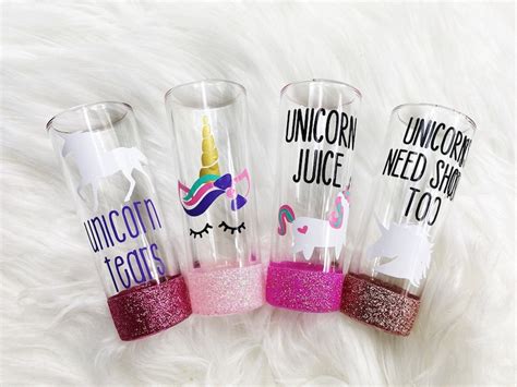 Unicorn Glitter Dipped Shot Glass Set Unicorn Shots Etsy