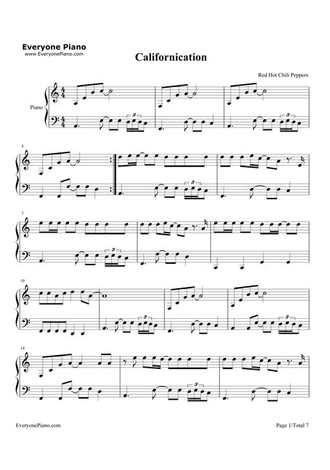 Californication Red Hot Chili Peppers Stave Preview