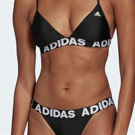 Adidas Swim Adidas Fitness Beach Neckholder Bikini Blackwhite Logo