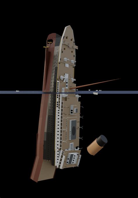 My theory of how the Titanic breaks apart. (Rendered by WYZ) : r/TitanicHG