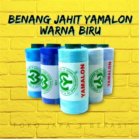 Jual Benang Jahit Yamalon Biru Polyester Atau Yard Benang