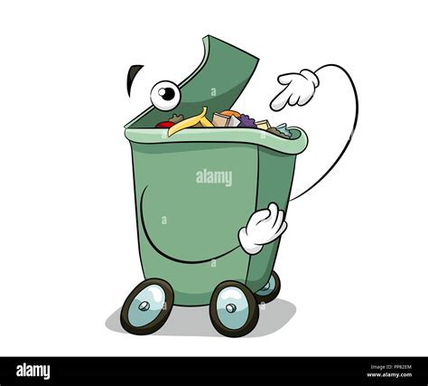 Throw Garbage In The Trash Can Fun Ecology Concept Vector Illustration