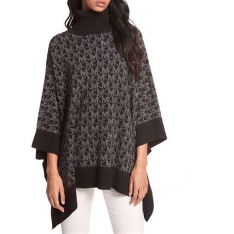 Michael Kors Logo Jacquard Turtleneck Poncho • Price