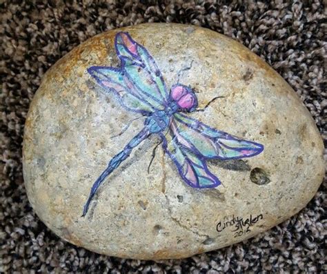 Dragonfly Rock Painted Rock Cactus Dragonfly Painting Rock Painting Art