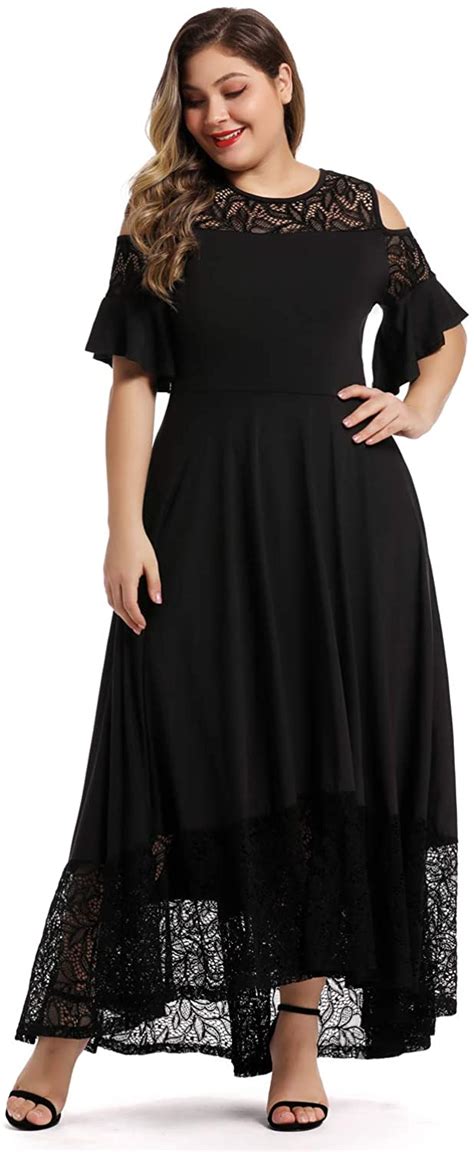 Womens Formal Maxi Dress Lalagen Womens Plus Size Lace Cold Shoulder