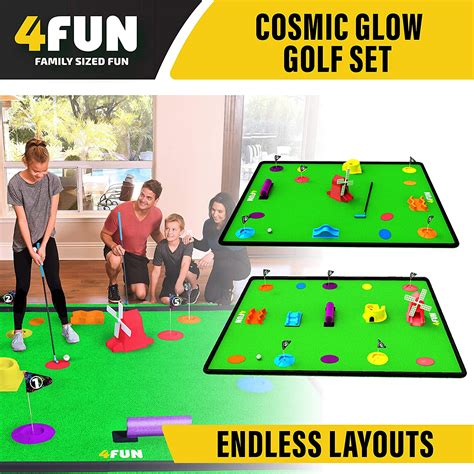 4 Fun glow in the dark portable blacklight mini golf set