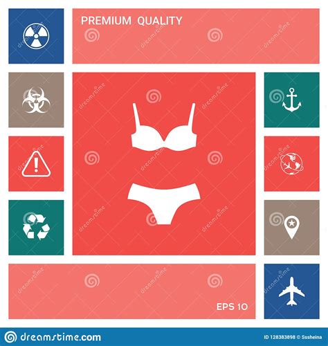 Set Of Lingerie Or Swimsuit Two Piece Bikini The Silhouette Menu Item In The Web Design Stock