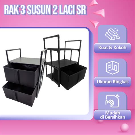 Jual Rak Susun Laci Kain Linen Rak Penyimpanan Sisi Ranjang Estetik