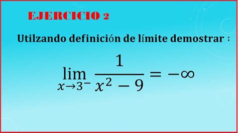 Demostracion De Limites Infinitos Por Definicion Ejercicio Youtube