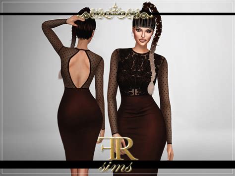 The Sims Resource Lace Panel Bodycon Midi Dress