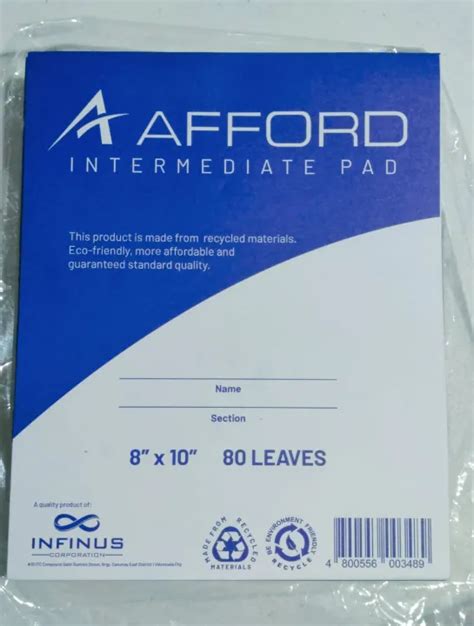 Jl Afford Intermediate Pad Paper Leaves School Supplies Lazada Ph