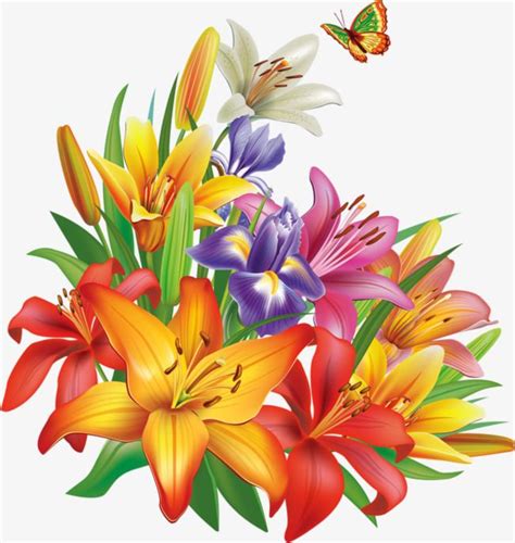 Butterfly With Flowers PNG Images