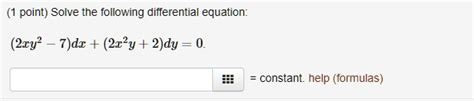 Solved Point Solve The Following Differential Equation 2cy T Dx