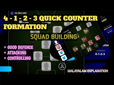 4123 QUICK COUNTER FORMATION EFOOTBALL 4123 SQUAD BUILDING