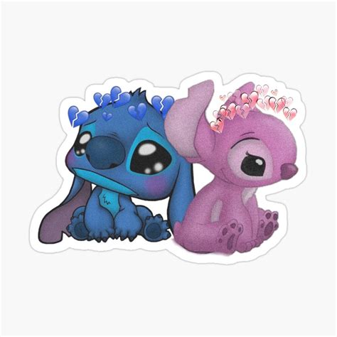 Stitch And Angel Heartbroken Sticker By Emilylao Stitch And Angel Stitch Colorful Prints