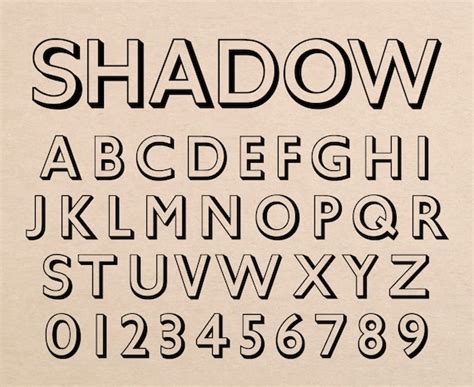 Cast Shadow Font Alphabet Letters And Numbers Stock Vector