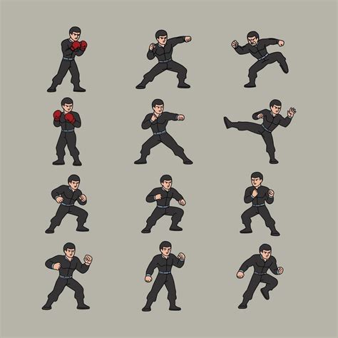 Combat and Fighting Stances Action Packed Reference 62473348 Vector Art