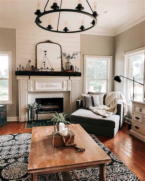 Black And White Living Room With Shiplap Fireplace Soul Lane