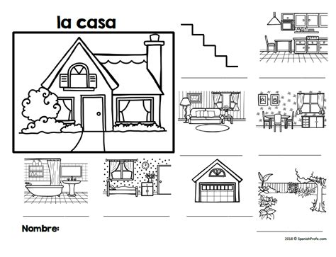 La Casa Spanish House Diagram Vocabulary And Labeling Worksheets